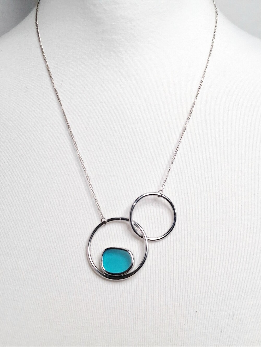 Bill & Bob's | Necklace | Aqua Teal | Bezel Set Sea Glass Sterling Silver 
